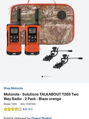 Motorola Two-Way Radios 2-Pack in Blaze Orange with Camouflage Carry Case